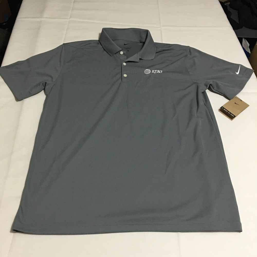 Nike Golf Polo Shirt Mens Large Gray AT&T Logo Short Sleeve NWT